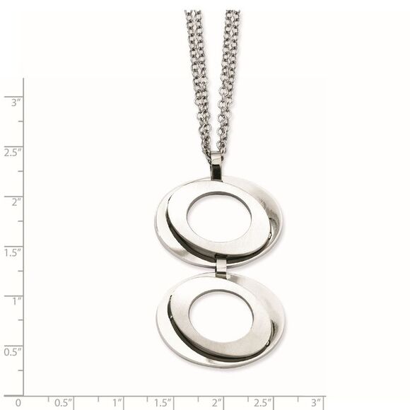 Brushed and Polished Adjustable Steel Necklace 16.5 to 17.5 Inch - Picture 2 of 6